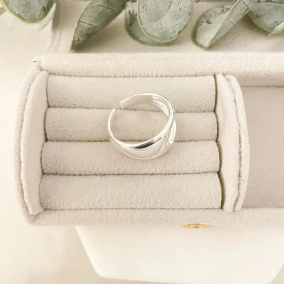 925 Sterling Silver Chunky Bold Statement Ring Minimalist Wrap Ring - Picture 5 of 10